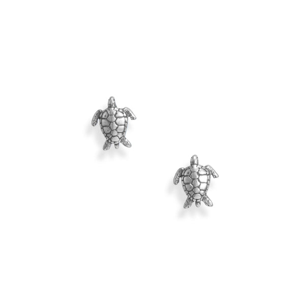 Earth Song Jewelry Oxidized Sea Turtle Stud Earrings