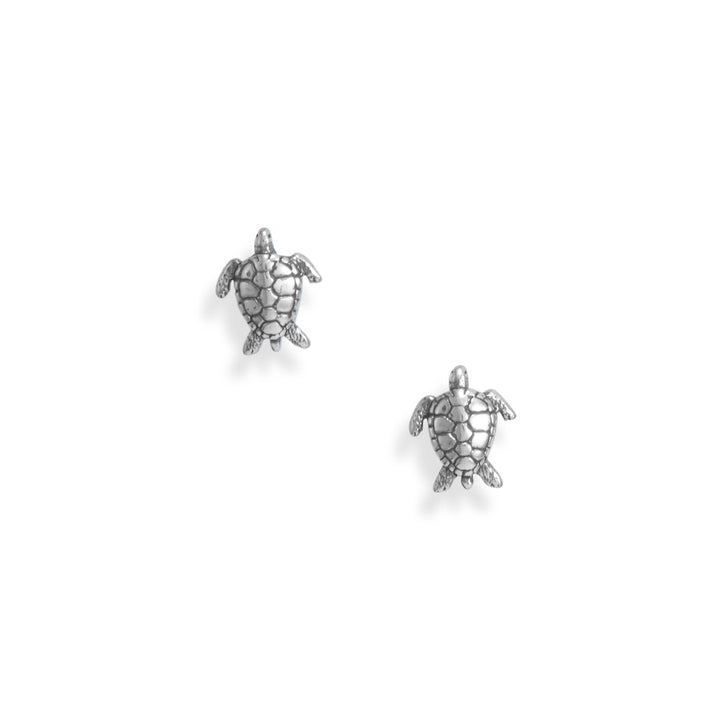 Earth Song Jewelry Oxidized Sea Turtle Stud Earrings