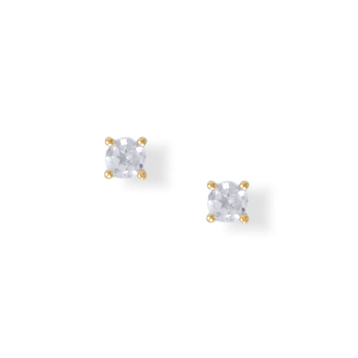 Earth Song Jewelry 14 Karat Gold White Topaz Stud Earrings