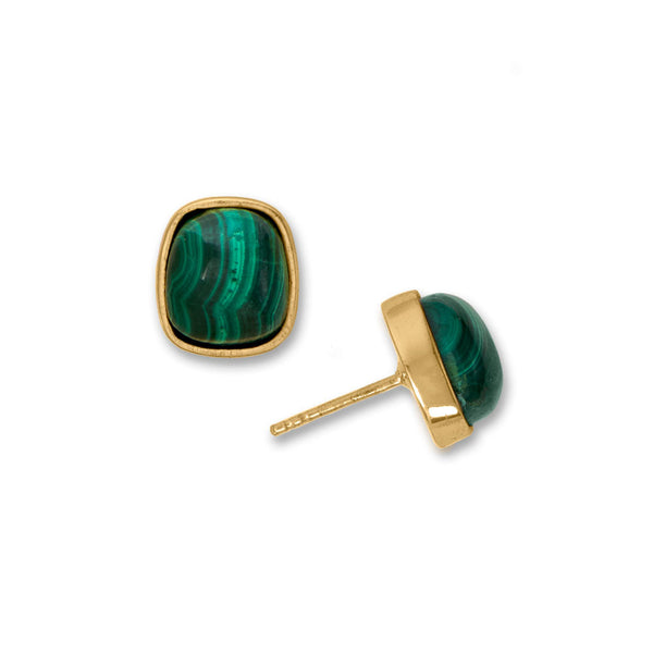 Earth Song Jewelry 14 Karat Gold Plated Malachite Earrings