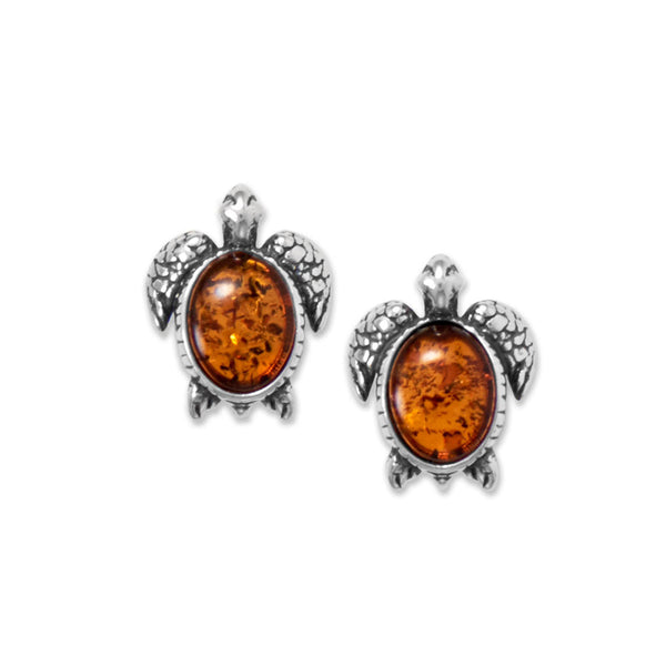 Earth Song Jewelry Oxidized Baltic Amber Sea Turtle Earrings