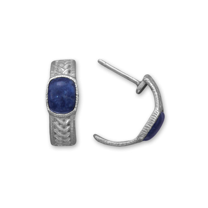 Earth Song Jewelry Woven Design Sodalite 1/2 Hoop Earrings