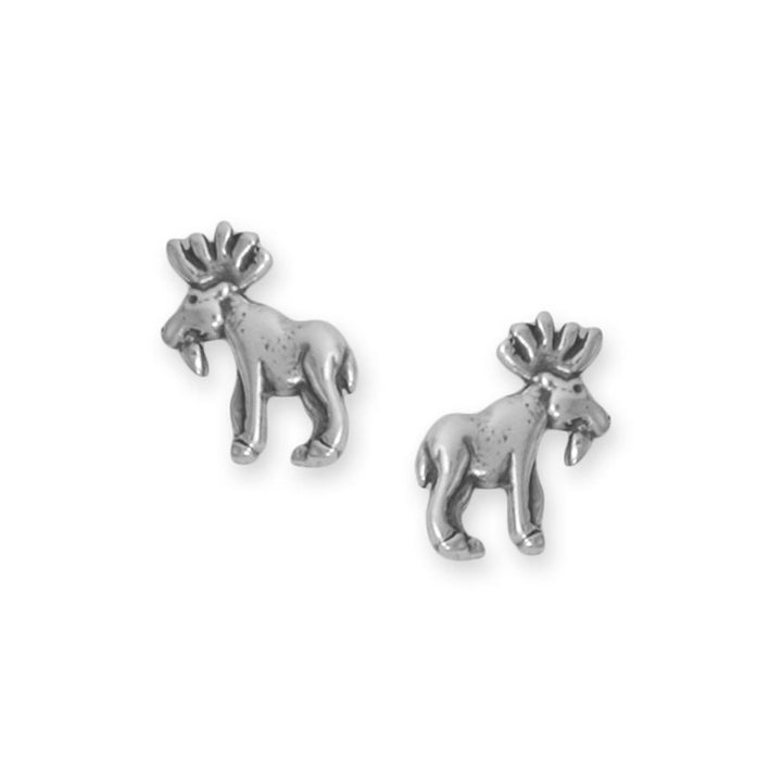 Earth Song Jewelry Oxidized Moose Stud Earrings