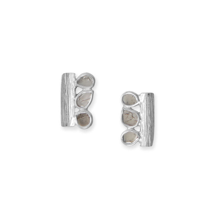 Earth Song Jewelry Rhodium Plated Polki Diamond Stud Earrings