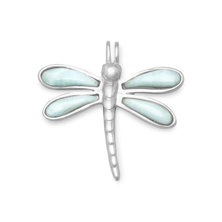 Earth Song Jewelry Rhodium Plated Larimar Dragonfly Slide