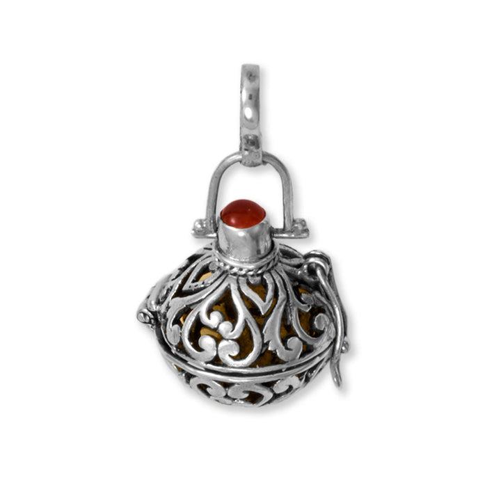 Earth Song Jewelry Oxidized Carnelian Harmony Ball Bali Pendant