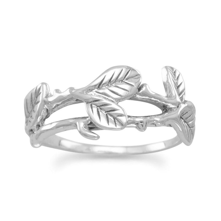 Earth Song Jewelry Oxidized Leaf Design Ring