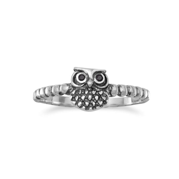 Earth Song Jewelry Oxidized Small Owl Ring