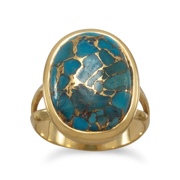 Earth Song Jewelry 14 Karat Gold Plated Stabilized Turquoise Ring