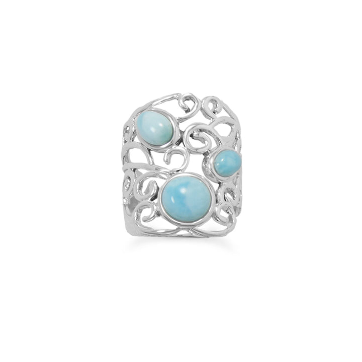 Earth Song Jewelry Polished Ornate Larimar Ring