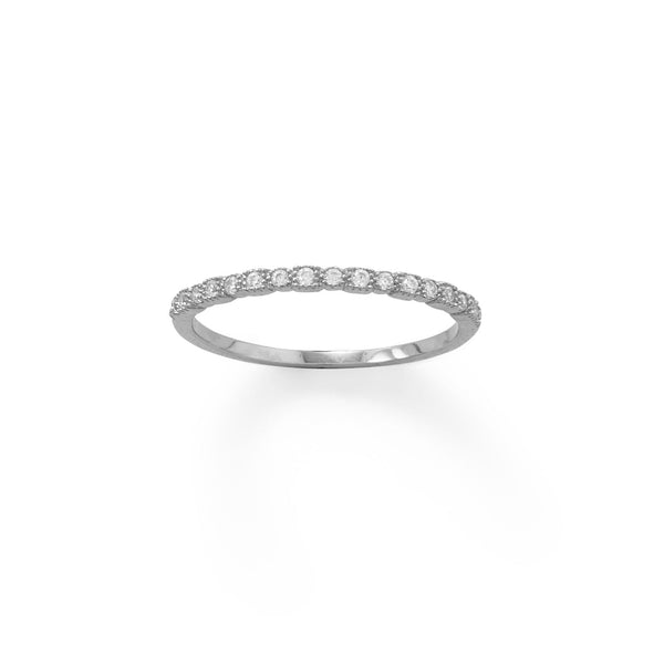 Earth Song Jewelry Rhodium Plated Thin CZ Ring