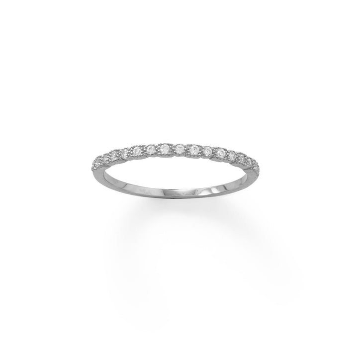 Earth Song Jewelry Rhodium Plated Thin CZ Ring