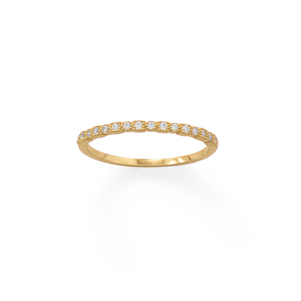 Earth Song Jewelry 14 Karat Gold Plated Thin CZ Ring