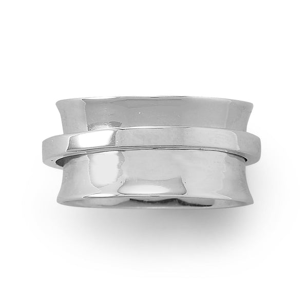 Earth Song Jewelry Rhodium Plated Polished Spin Ring