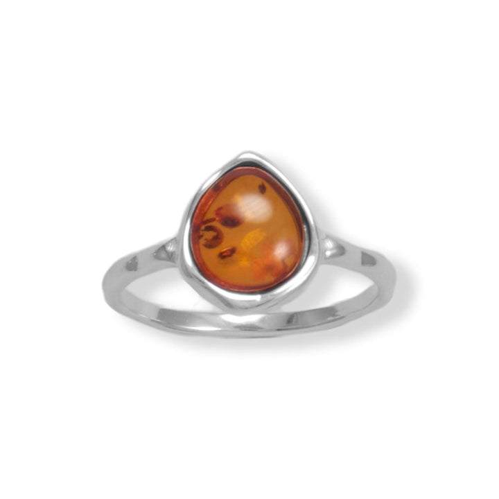 Earth Song Jewelry Hammered Pear Baltic Amber Ring