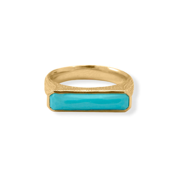 Earth Song Jewelry 14 Karat Gold Plated Turquoise Bar Ring