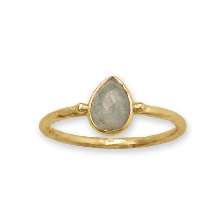 Earth Song Jewelry 14 Karat Gold Plated Pear Faceted Labradorite Ring