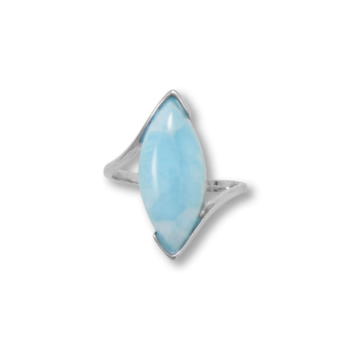 Earth Song Jewelry Rhodium Plated Marquise Larimar Ring