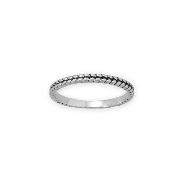 Earth Song Jewelry Rhodium Plated Oxidized Dainty Wheat Design Ring