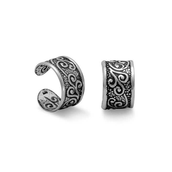 Earth Song Jewelry Oxidized Floral Design Ear Cuffs