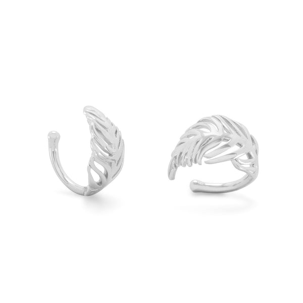 Earth Song Jewelry Rhodium Plated Feather Ear Cuffs