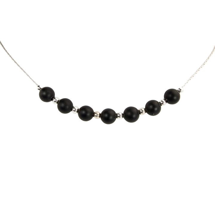 Black & Silver Matte Onyx Necklace - Earth Song Jewelry 
