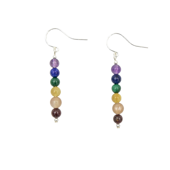 Earth Song Jewelry LGBTQ+ Rainbow Pride Stone Earrings Sterling Silver