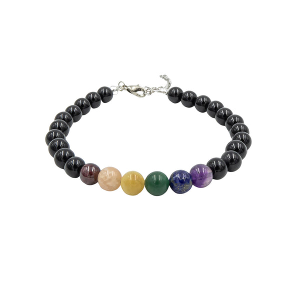 Earth Song Jewelry LGBTQ+ Rainbow Pride Stone Bracelet for men, women or kids