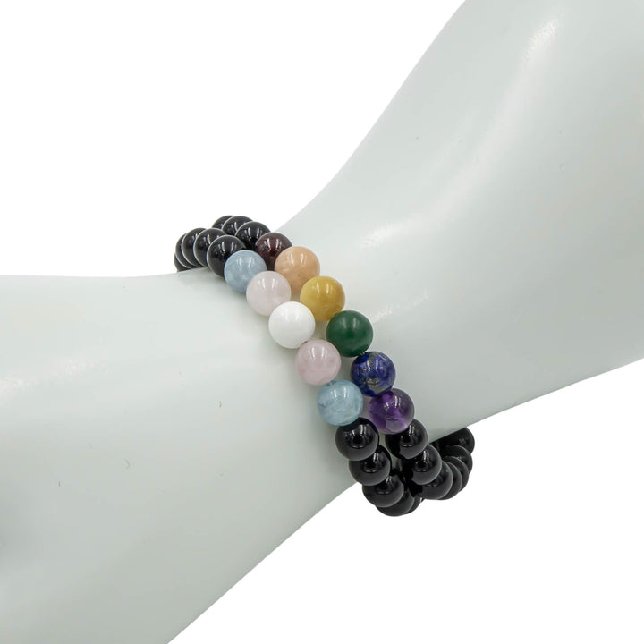 Earth Song Jewelry LGBTQ+ Rainbow Pride Stone Bracelet for men, women or kids with Trans bracelet