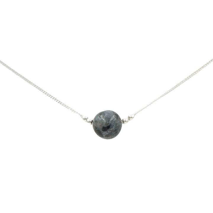 Earth Song Jewelry Black Moonstone Larvikite Sterling Silver  Necklace