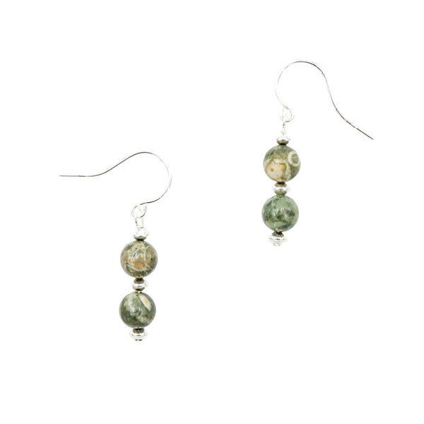 Silver Rainforest Rhyolite Earrings Earth Song Jewelry Jewelry