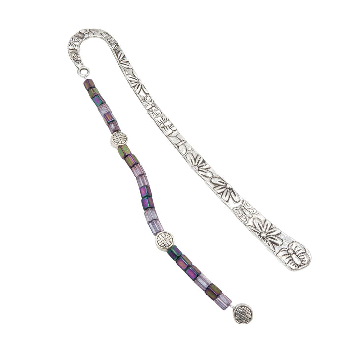 Earth Song Jewelry Shimmering Iris Purple Czech Glass Bookmark