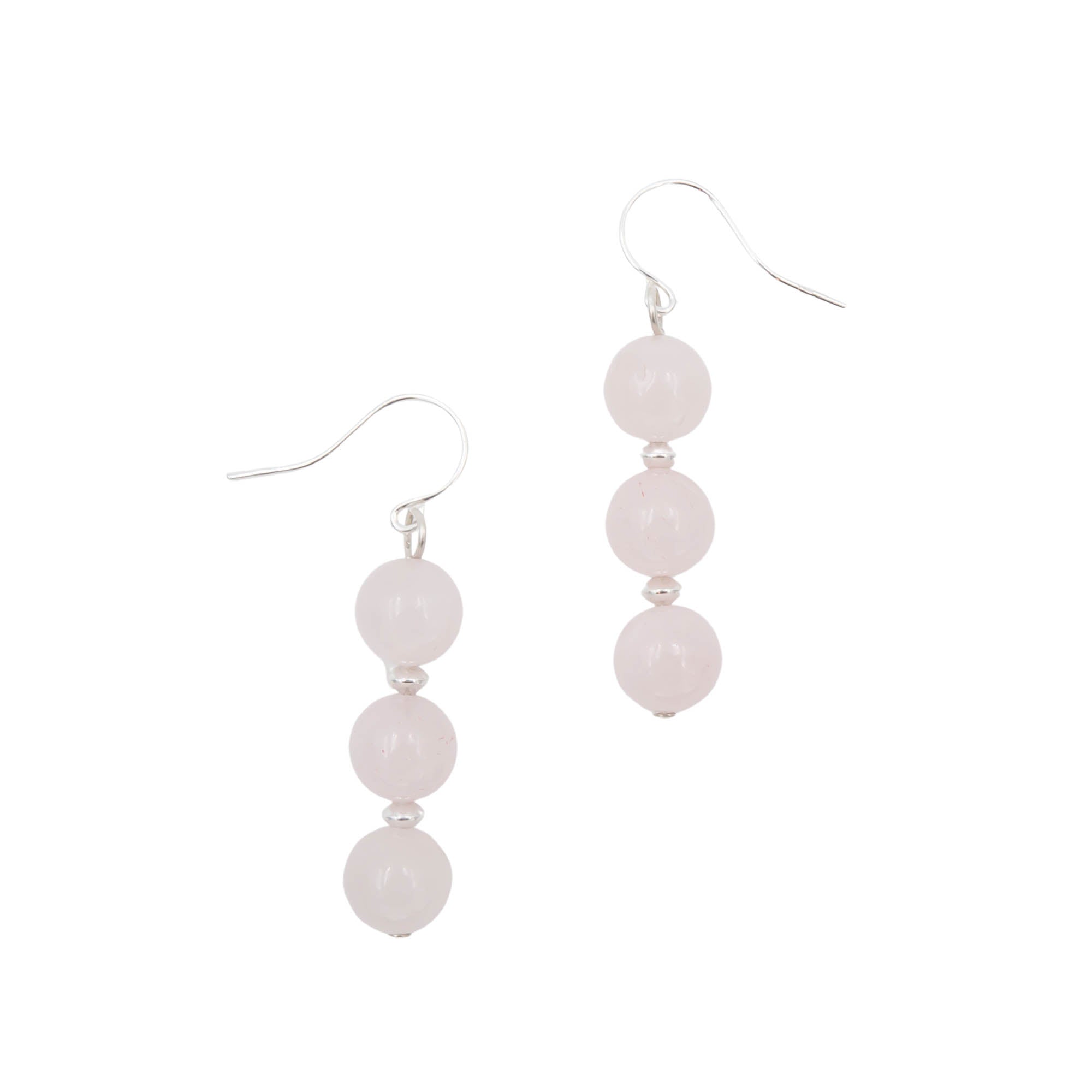 Earth Song Jewelry Handmade Stacked Rose Quartz Sterling Silver Earrings