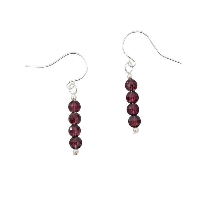 Earth Song Jewelry ~ Petite Red Garnets with Silver Beads ~ Sterling Silver Handmade Earrings