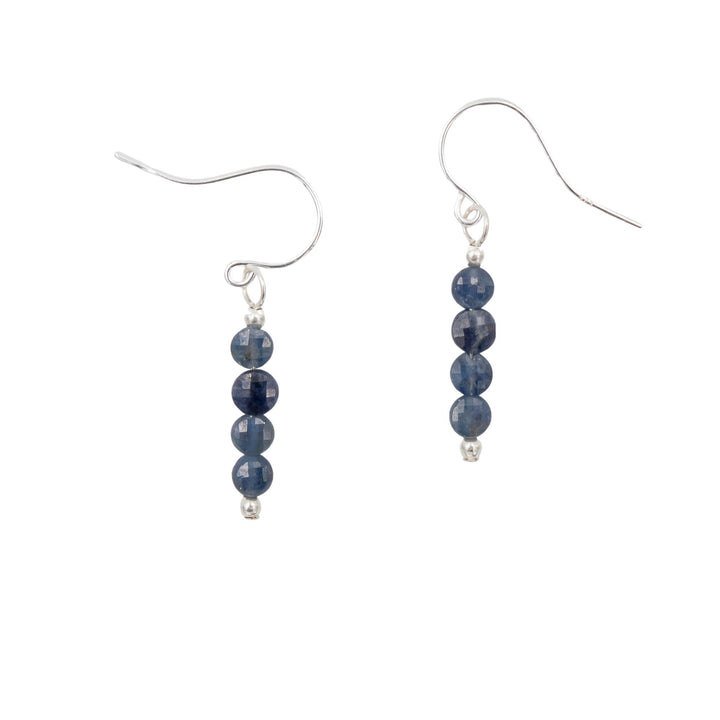 Earth Song Jewelry Blue Diamond-Cut Sapphire Silver Earrings