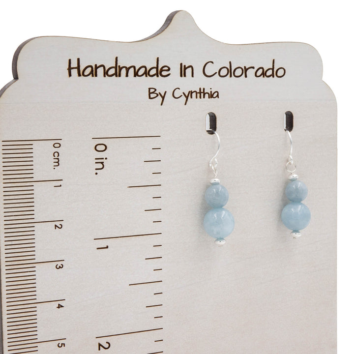 Earth Song Jewelry ~ Aquamarine Sterling Silver Handmade Earrings sizing