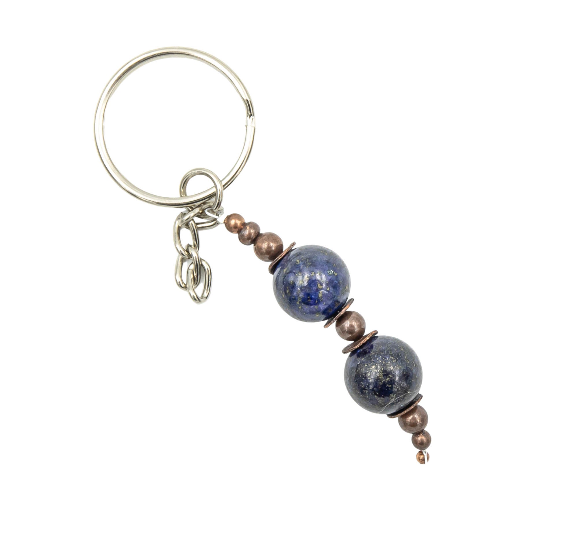 Silver keychain with lapis lazuli.