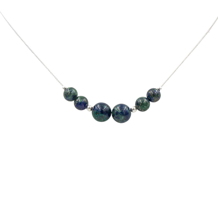 Earth On Sterling Silver Necklace - Azurite Natural Stone Handmade Earth Song Jewelry On a White Background