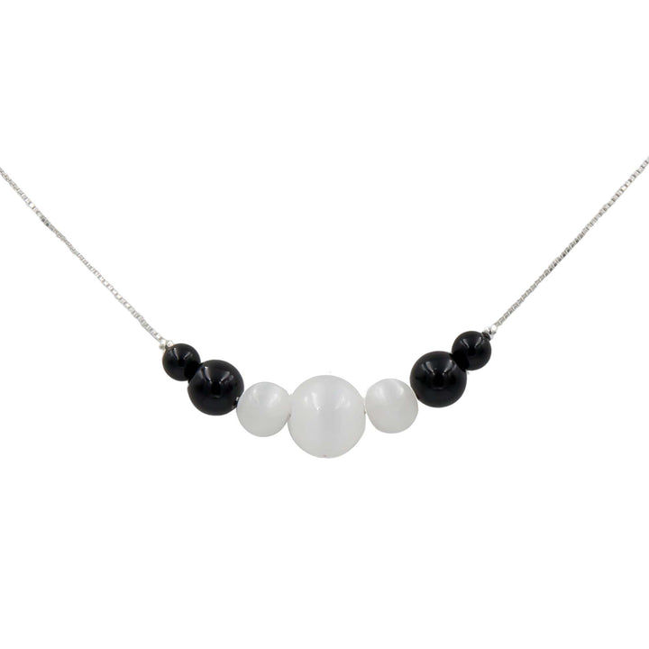 Earth Song Jewelry handmade Selenite & Onyx sterling silver necklace