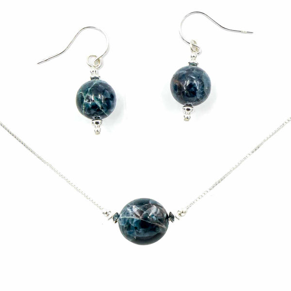 Earth Song Jewelry handmade eco-friendly Apatite Solitaire Sterling Silver Necklace & Earrings Set