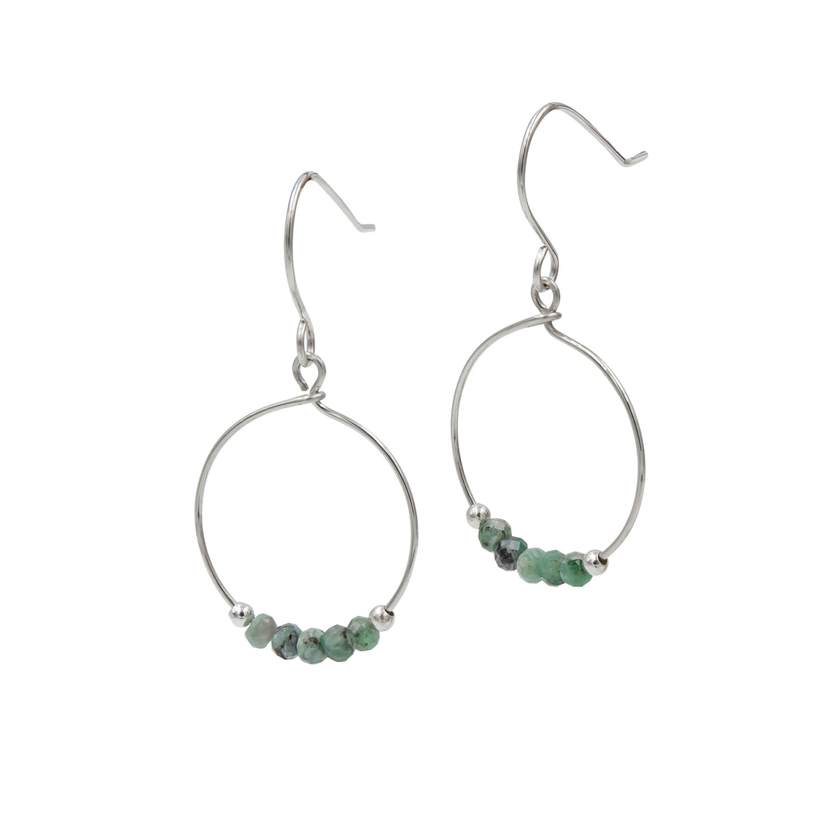 Earth Song Jewelry ~ faceted emeralds and sterling silver beads on hoop ~ handmade earrings