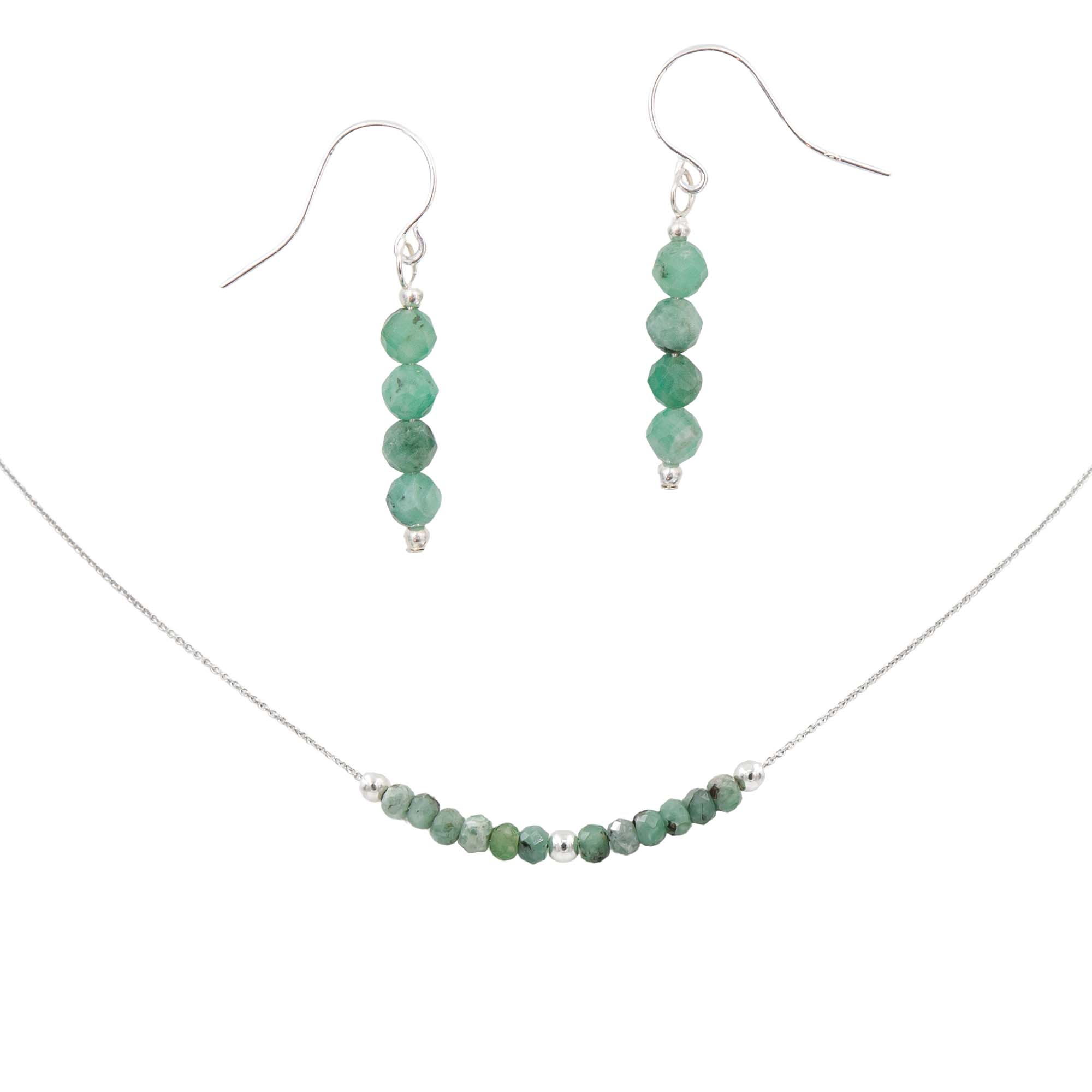  Earth Song Jewelry ~ Raw Emeralds Sterling Silver Handmade Necklace & Earrings