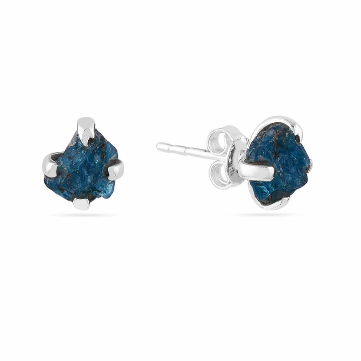 Earth Song Jewelry Neon Blue Apatite sterling silver stud post earrings