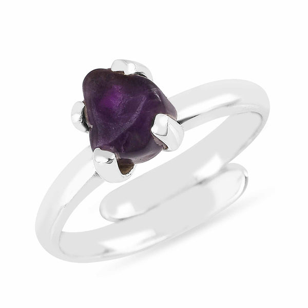 Earth Song Jewelry Raw Amethyst February Birthstone sterling silver adjustable womens ring