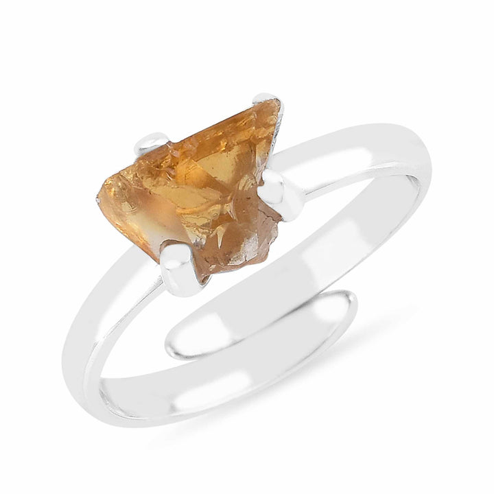 Earth Song Jewelry Raw Citrine November birthstone sterling silver adjustable womens ring