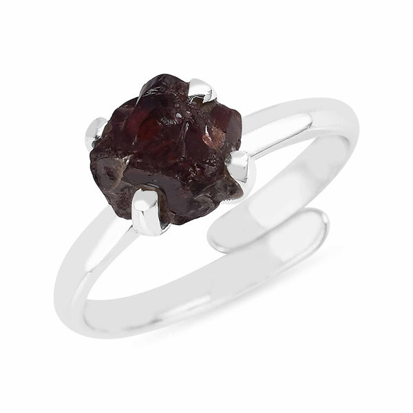 Earth Song Jewelry Raw Garnet January Birthstone sterling silver adjustable womens ring