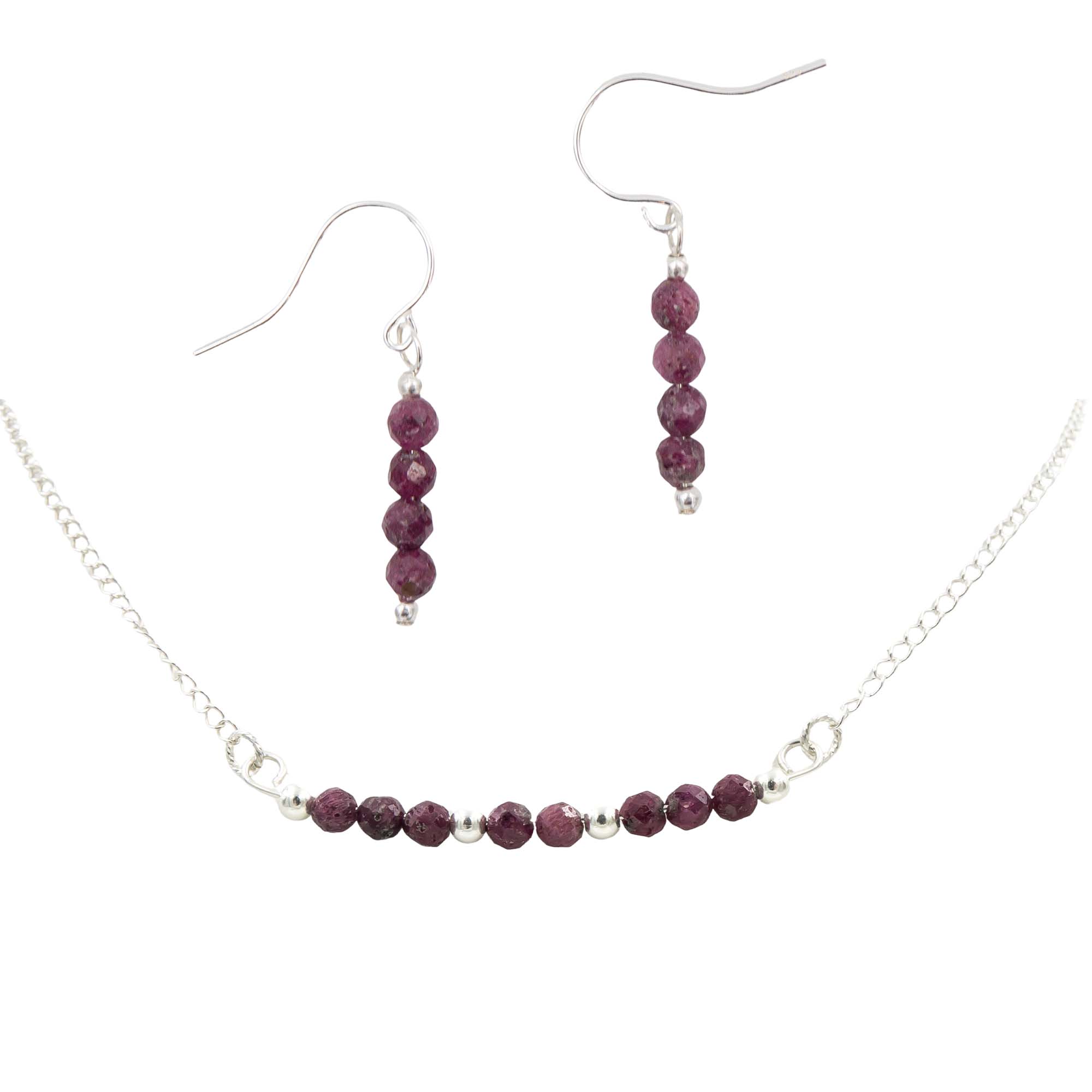 Earth Song Jewelry ~ Red Raspberries ~ Ruby Earrings ~ Handmade Sterling Silver Earrings & Necklace Set