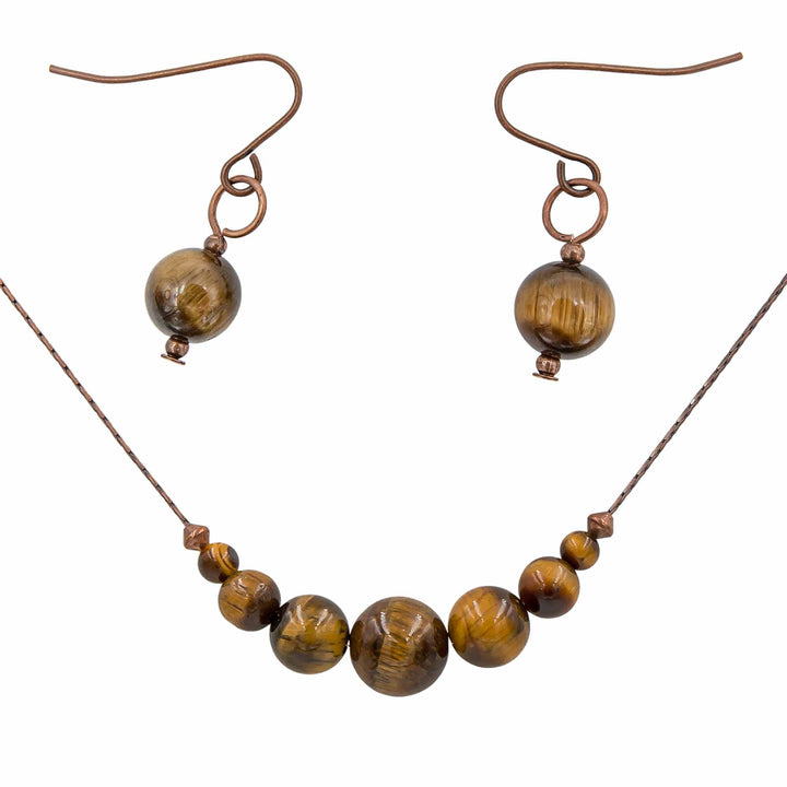 Earth Song Jewelry handmade Tiger Eye Necklace & Earrings Set