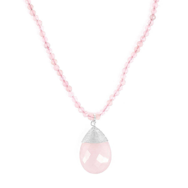Earth Song Jewelry handmade rose quartz sterling silver pendant necklace