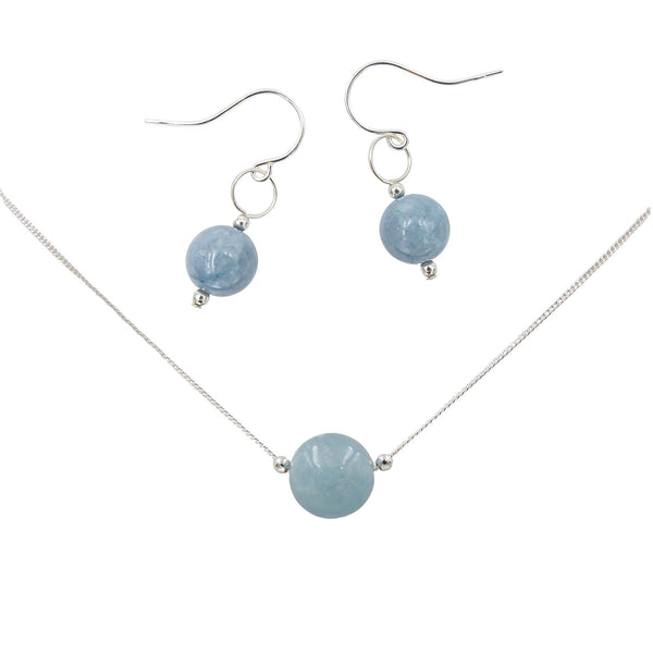 Earth_Song_Jewelry Aquamarine earrings necklace sterling silver set